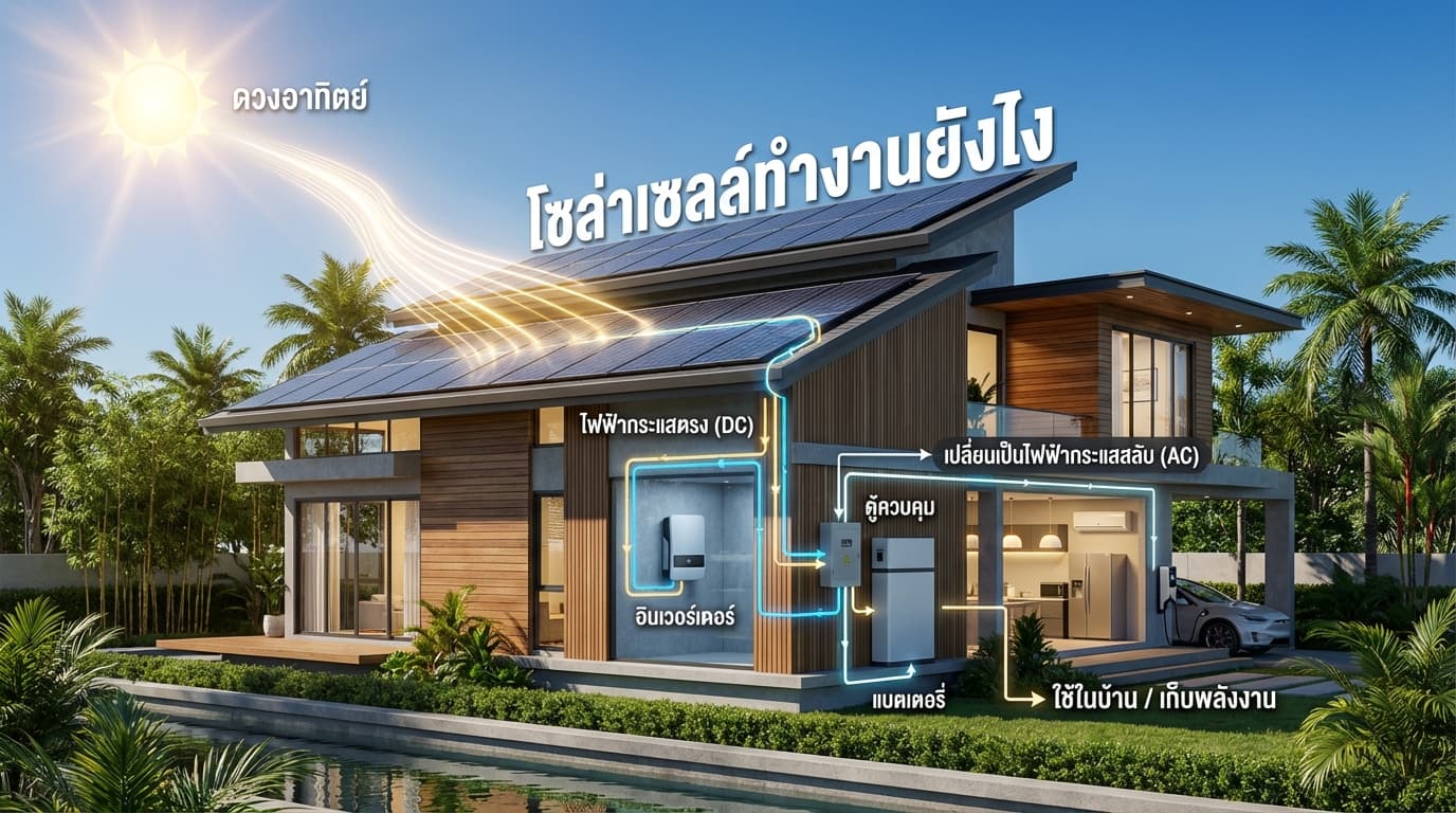 โซล่าเซลล์ทำงานยังไง? เจาะลึกระบบประหยัดไฟสำหรับชาวปทุมธานี โดย เอนีเทค